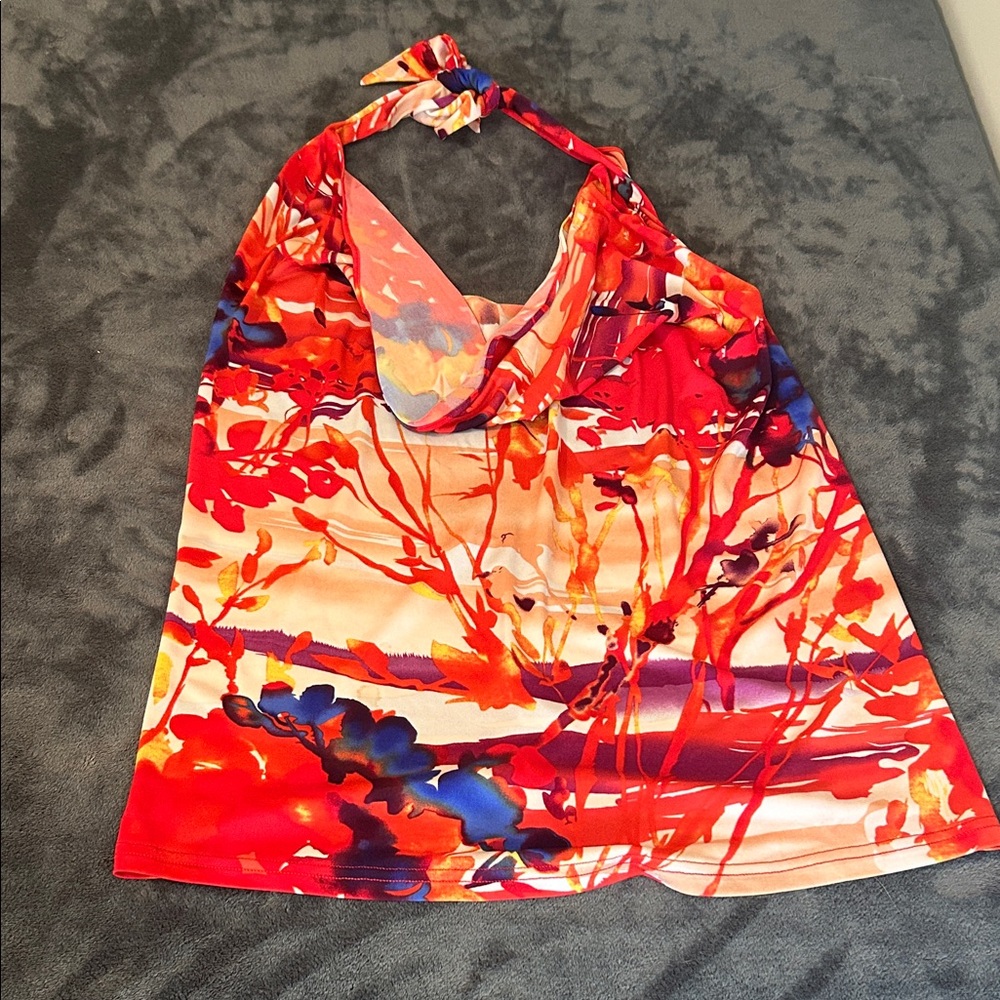 Abi Ferrin Multicolor Abstract Top